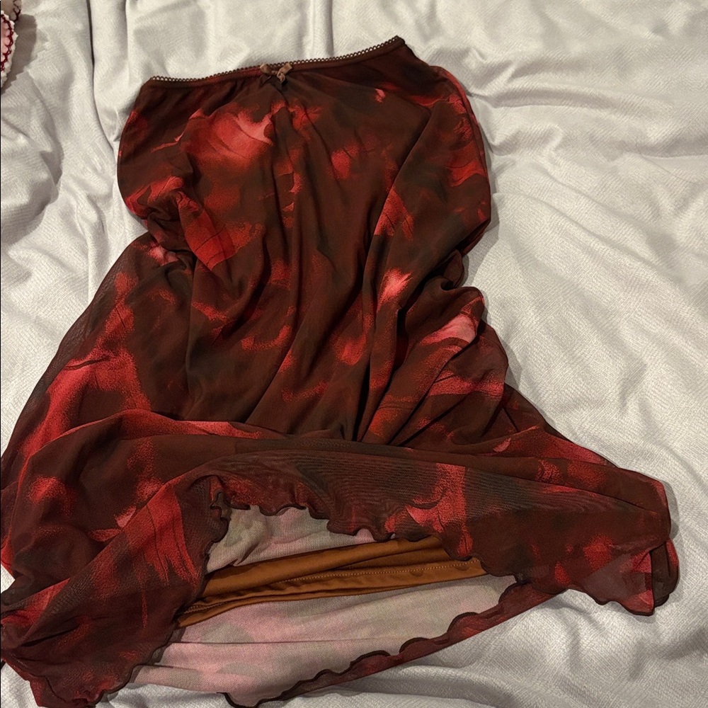 Elegant Red Floral Women's Skirt